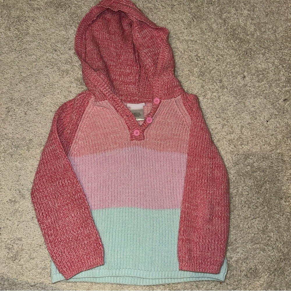 American Girl Bitty Baby Striped Sweater with Hood Girls Size 6 EUC